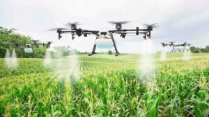Drone agricole traitant les cultures